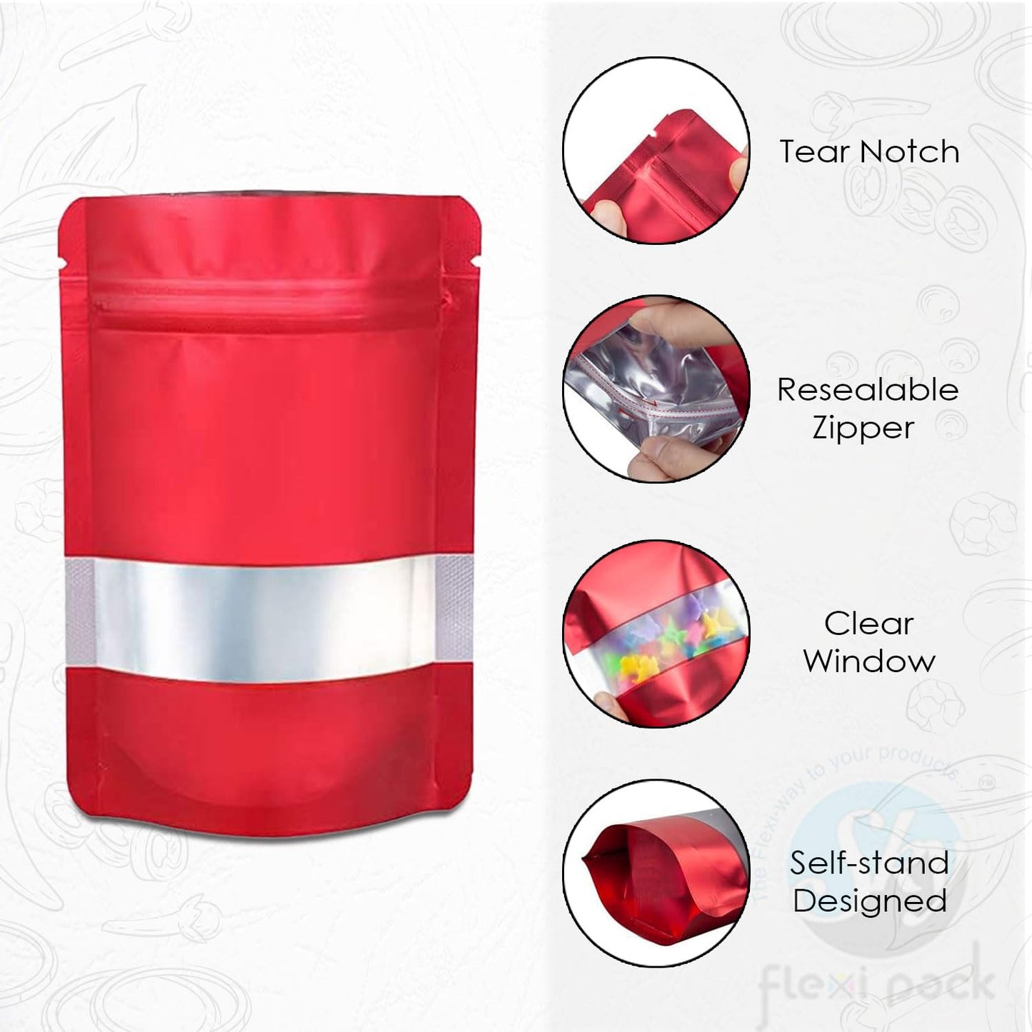 PI009 Ziplock Red Pouch (100 gm) Size : 6 x 4