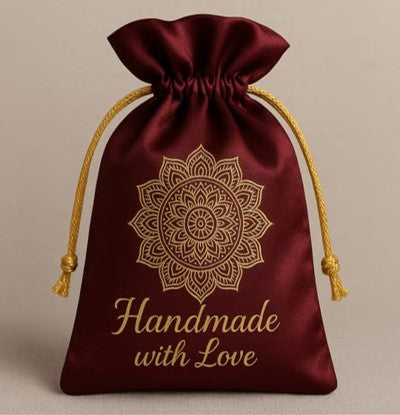 Maroon Satin Potli PI063 - PI065 (Pack Of 20)